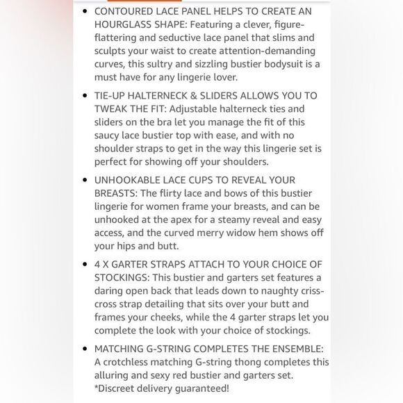 🆕 Red Lingerie Lace Basque Set Underwired w/Suspenders Matching G-String - Picture 13 of 13